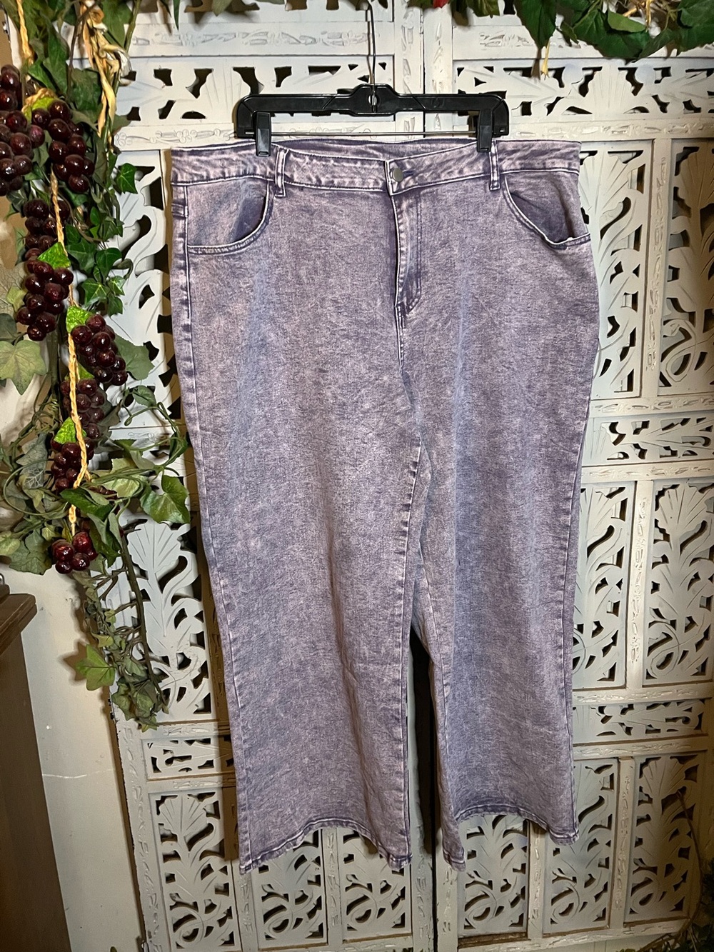 NEW! INCREDIBLE INDIGO PURPLE ACID WASH STRETCHY WIDE LEG PLUS SIZE JEANS